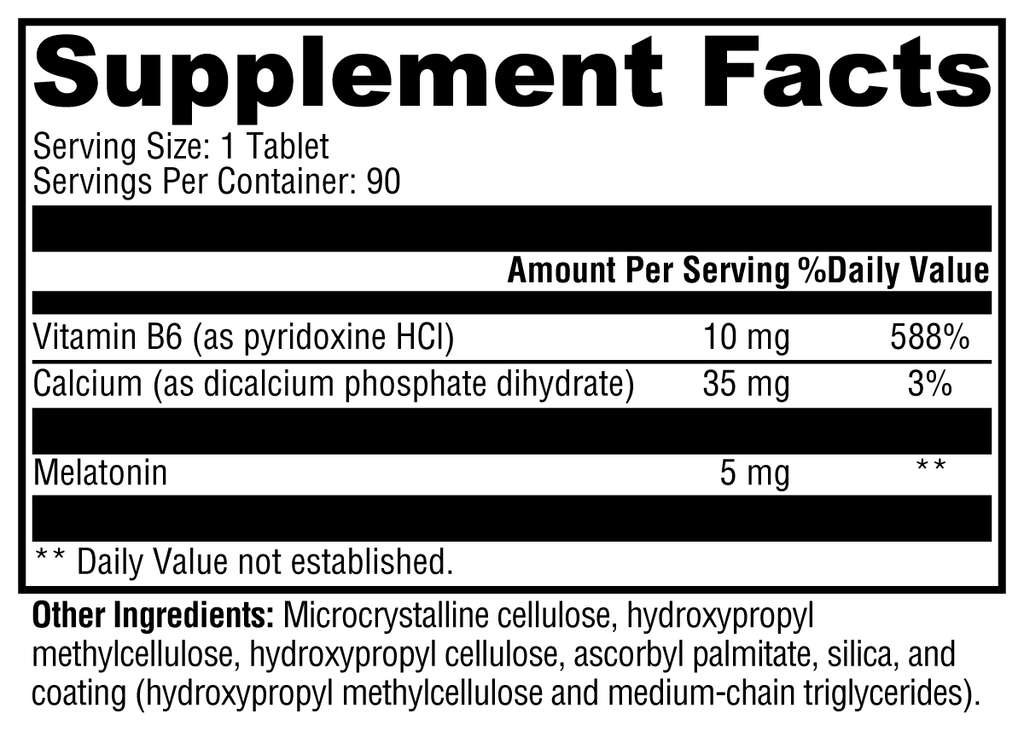 Melatonin CR 90 Tablets Supplement Facts