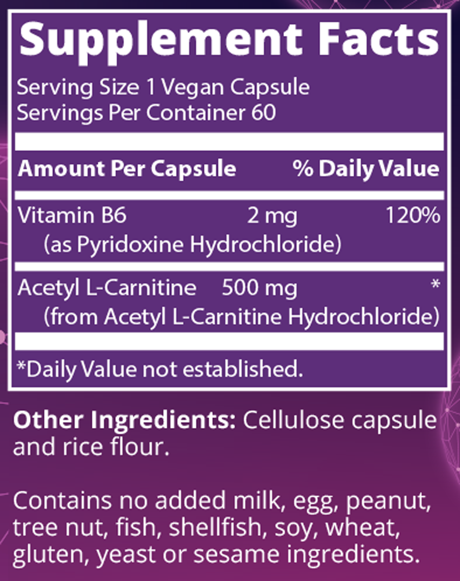 Acetyl L-Carnitine 60 Capsules Supplement Facts