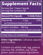 Acetyl L-Carnitine 60 Capsules Supplement Facts