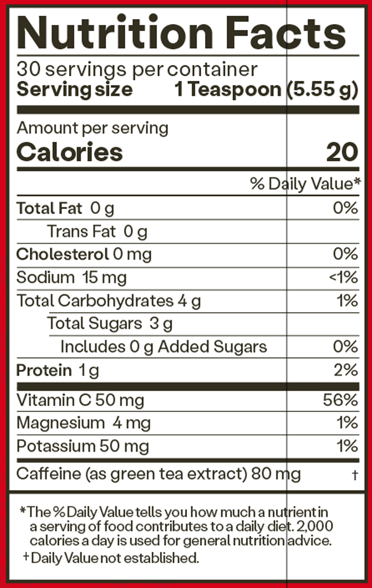 SuperBeets Energy Plus Natural Berry 30 Servings Supplement Facts
