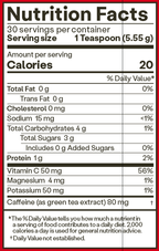SuperBeets Energy Plus Natural Berry 30 Servings Supplement Facts