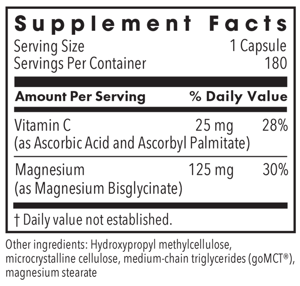 Magnesium Glycinate 180 Capsules Supplement Facts