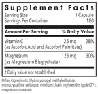 Magnesium Glycinate 180 Capsules Supplement Facts